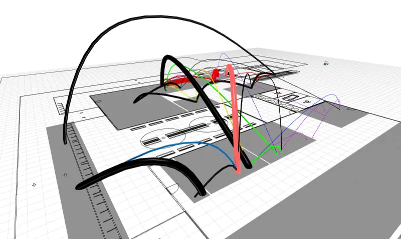 Die einfache Parabel-Visualisierung zeigt in 3D, wo sich Transportaufwand abzeichnet. Dies erleichtert den Entwurf von Produktionsprozessen.